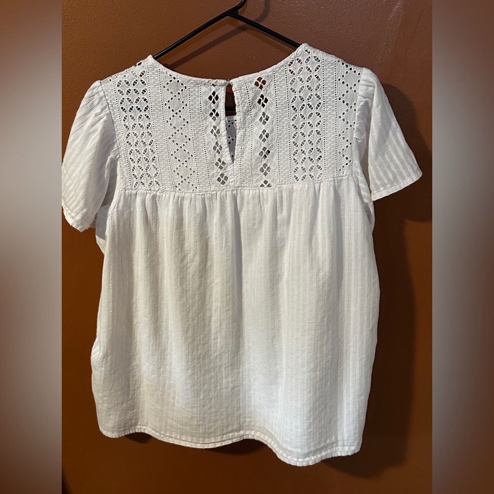 Ella Moss Boho White Short Sleeve Top - Picture 2 of 3